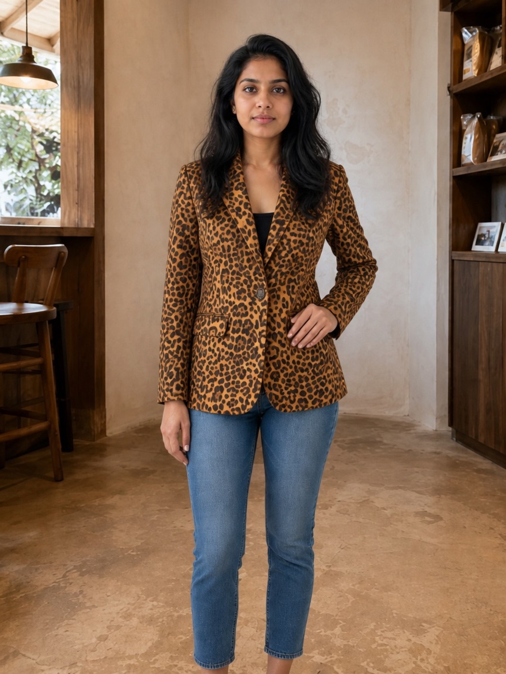 Blank NYC Leopard-Print Blazer in Tan and Black